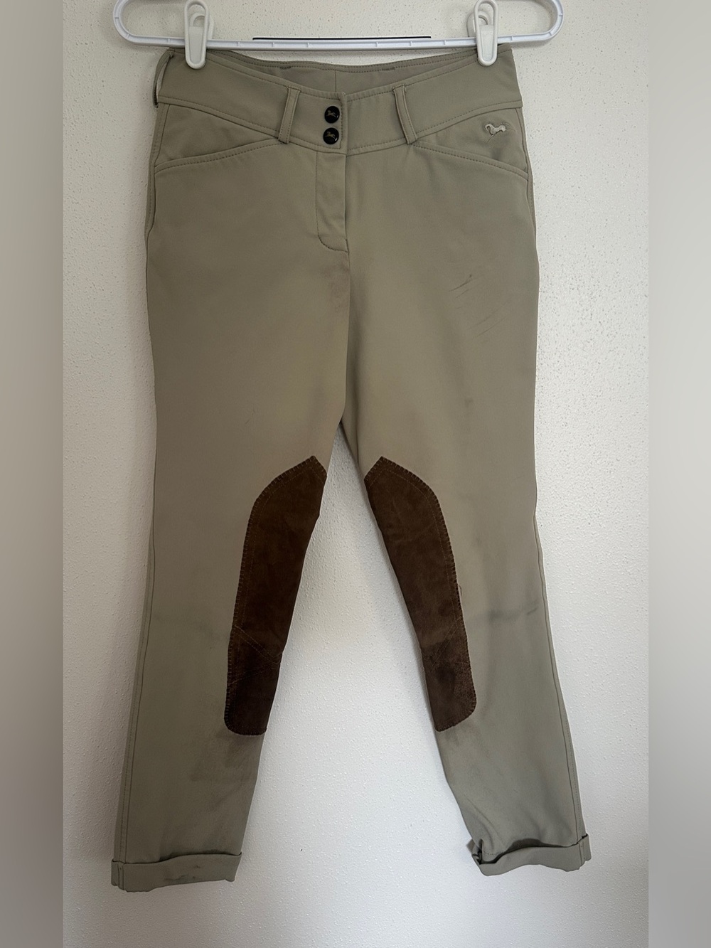 RJ Classics Girls Riding Breeches Tan Knee Patch Pants Size 14 Youth